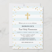 elegant blauw eerste holy communiqué - uitnodiging (Voorkant)