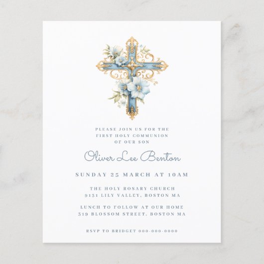 Elegant blauw | Eerste uitnodiging tot inschrijvin (Voorkant)