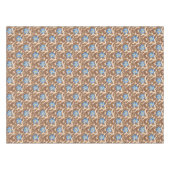 Elegant Blauw en Beige Bloemendesign Tafelkleed (Voorkant (Horizontaal))