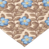 Elegant Blauw en Beige Bloemendesign Tafelkleed (Gekanteld)
