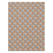 Elegant Blauw en Beige Bloemendesign Tafelkleed (Voorkant)