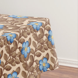 Elegant Blauw en Beige Bloemendesign Tafelkleed