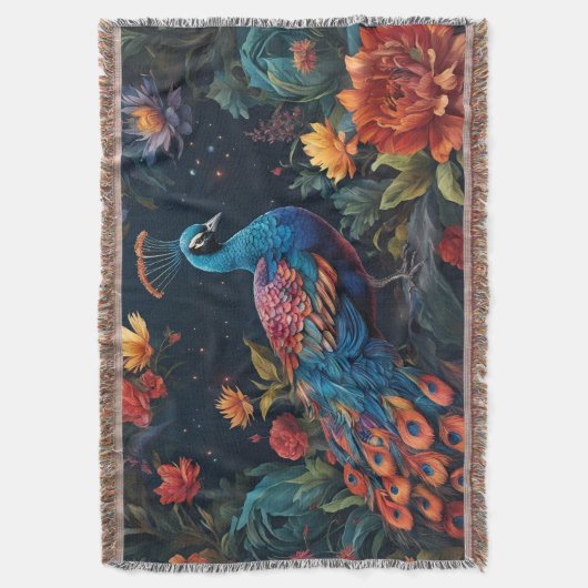 Elegant Blauw en bereik Peacock Star Gevulde Tuin Deken (Voorkant Verticaal)