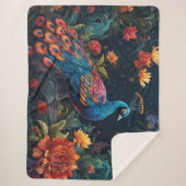 Elegant Blauw en bereik Peacock Star Gevulde Tuin Sherpa Deken (Voorkant)