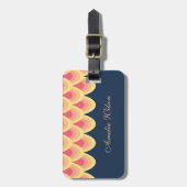 Elegant blauw en blauw roze geometrisch Bagagelabe Bagagelabel (Voorkant verticaal)