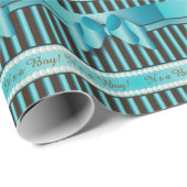 Elegant blauw en bruine strepen cadeaupapier (Rol Hoek)