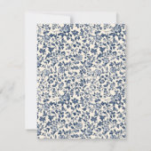 Elegant blauw en crème bloemige  stijl save the date (Achterkant)