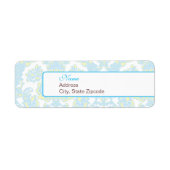 Elegant Blauw en Geel Damask Adreslabel Etiket (Voorkant)