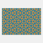 Elegant blauw en geel etnisch geometrisch patroon inpakpapier vel (Voorkant 3)