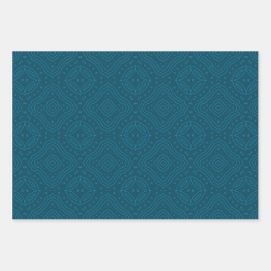 Elegant blauw en geel etnisch geometrisch patroon inpakpapier vel (Voorkant 2)