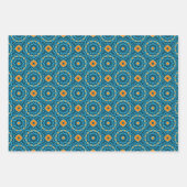 Elegant blauw en geel etnisch geometrisch patroon inpakpapier vel (Voorkant)