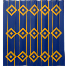 Elegant blauw en geel geometrisch patroon douchegordijn