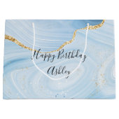 Elegant blauw en Gold Agate Design Groot Cadeauzakje (Voorkant)