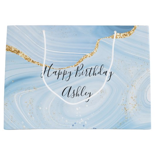 Elegant blauw en Gold Agate Design Groot Cadeauzakje (Voorkant)