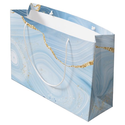 Elegant blauw en Gold Agate Design Groot Cadeauzakje (Achterkant Gekanteld)