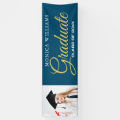 Elegant blauw en goud 2021 afstuderen Photo Banner (Verticaal)