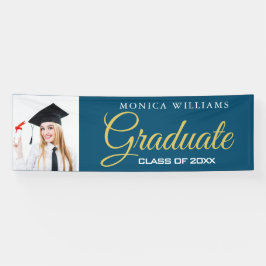 Elegant blauw en goud 2021 afstuderen Photo Banner