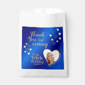 Elegant blauw en goud 50e verjaardag bedankzakje (Voorkant)