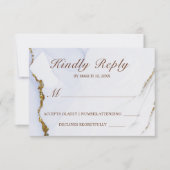 Elegant Blauw en Goud Abstract Ontwerp Bruiloft RS RSVP Kaartje (Voorkant)