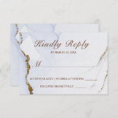 Elegant Blauw en Goud Abstract Ontwerp Bruiloft RS RSVP Kaartje (Voorkant / Achterkant)