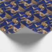 Elegant blauw en goud Abstract patroon Cadeaupapier (Hoek)