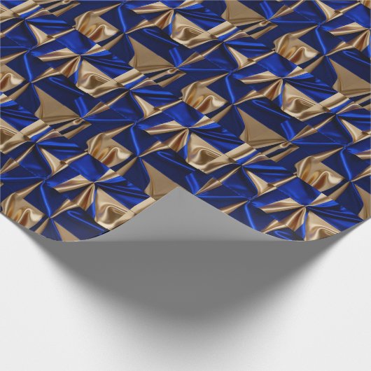 Elegant blauw en goud Abstract patroon Cadeaupapier (Hoek)