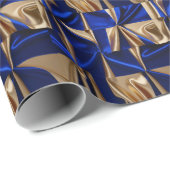 Elegant blauw en goud Abstract patroon Cadeaupapier (Rol Hoek)