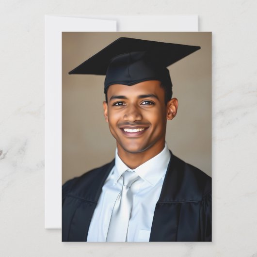 Elegant blauw en goud afstudeerfeest met foto kaart (Achterkant)