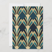 Elegant Blauw en Goud Art Deco Bruiloft Save The Date (Achterkant)
