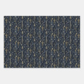 Elegant blauw en goud Art Deco Patroon Inpakpapier Vel (Voorkant 3)