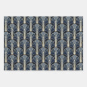 Elegant blauw en goud Art Deco Patroon Inpakpapier Vel (Voorkant 2)