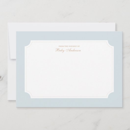 Elegant blauw en goud Baby shower bedankkaart (Voorkant)