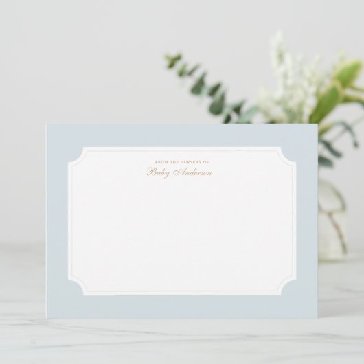 Elegant blauw en goud Baby shower bedankkaart (Staand voorkant)