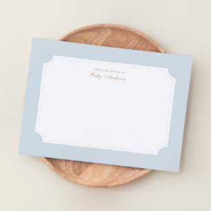 Elegant blauw en goud Baby shower bedankkaart