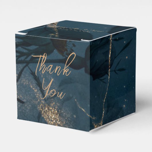 Elegant Blauw en Goud Bedankdoosjes (Voorkant Zijde)