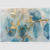 Elegant Blauw en Goud Blad Papier Decoupage (Voorkant)