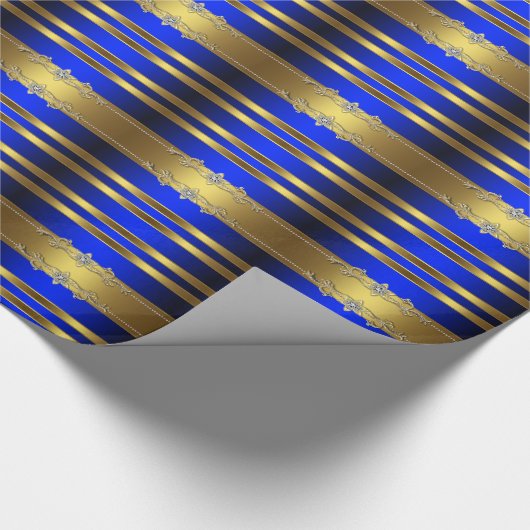 Elegant blauw en goud cadeaupapier (Hoek)