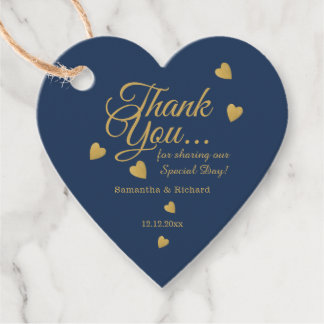Elegant Blauw En Goud Dank Je Hart Trouw Bedankjes Labels