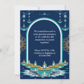 Elegant blauw en goud Diwali Festival of Lights Kaart (Achterkant)