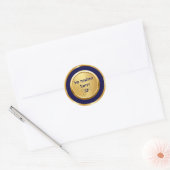 Elegant blauw en goud Hebreeuws Upsherin Ronde Sticker (Envelop)