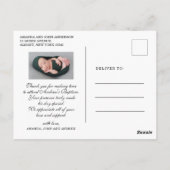 Elegant blauw en goud jongen doop dank u briefkaart (Achterkant)