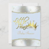 Elegant blauw en goud Little Prince Baby shower Kaart (Voorkant)