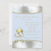 Elegant blauw en goud Little Prince Baby shower Kaart (Achterkant)