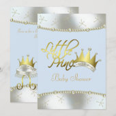 Elegant blauw en goud Little Prince Baby shower Kaart (Voorkant / Achterkant)