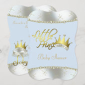 Elegant blauw en goud Little Prince Baby shower Kaart (Voorkant / Achterkant)