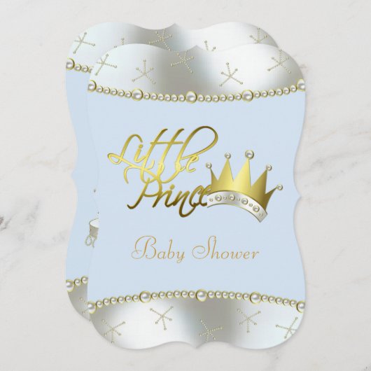 Elegant blauw en goud Little Prince Baby shower Kaart (Voorkant / Achterkant)