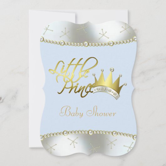 Elegant blauw en goud Little Prince Baby shower Kaart (Voorkant)