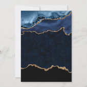 Elegant Blauw en Goud Marmer Agate Afstuderen Kaart (Achterkant)
