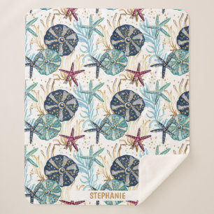 Elegant blauw en goud oceaan schatten patroon sherpa deken