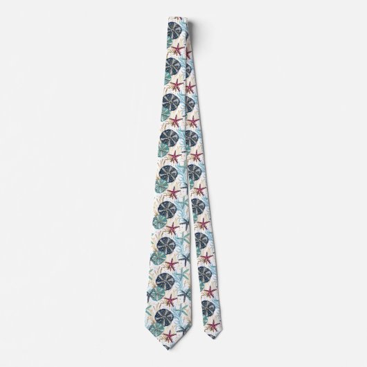 Elegant blauw en goud oceaan schatten patroon stropdas (Voorkant)